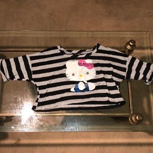 Hello Kitty B&W Stripes Crop Top/ Half a Sleeve